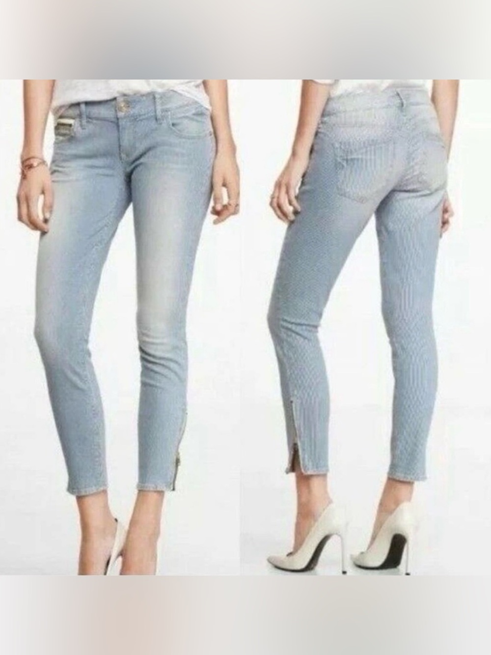 Express Light Blue Ankle Crop Skinny Jeans